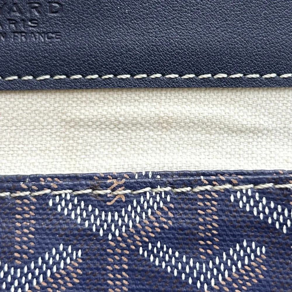 GOYARD Paris Navy Blue Goyardine Flap Pouch (for Tote) Made in France - No Strap